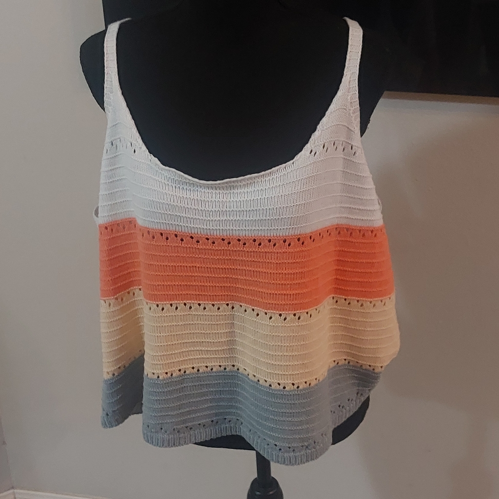 Striped Multicolor Knit Tank Top Plus Size 3x